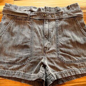 Madewell High-Waist Paperbag Denim Shorts in Faded Black, Size 31